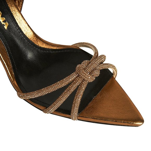 Gold/Brown Sandals with Sparkling Details, Ginissima "Daisy" (originally $450) - Picture 4 of 4